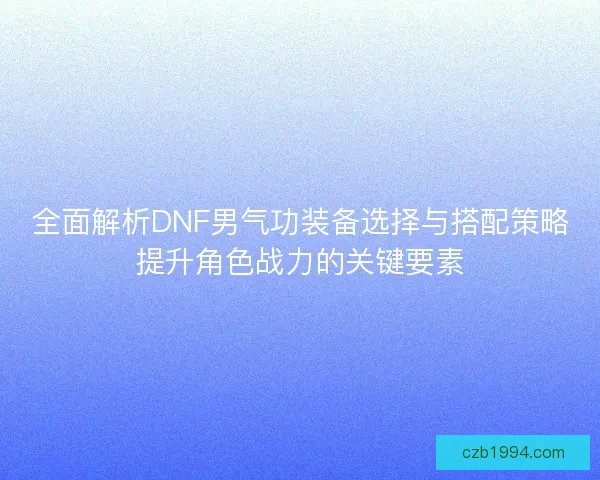 全面解析DNF男气功装备选择与搭配策略提升角色战力的关键要素